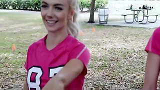 Tiny High School Teen Riley Star And Her Hot Bff Fuck Two Guys From School After Soccer Practice