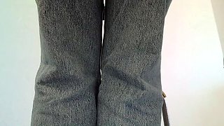 XxSlyxx Teases in Ripped Jeans Showing Her Big Ass and Thong