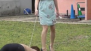 Outdoor Slave Training at Young Lady's Summer Resort Ranch