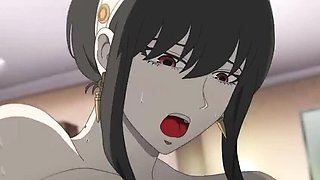Animo Hentai: Yor and Loid Cartoon Sex - Big Booty Anal, Cowgirl Riding, and Cum on Tits