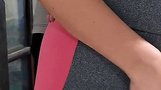 Masturbating Her Camel Toe on the Table with the Neighbor's Help.