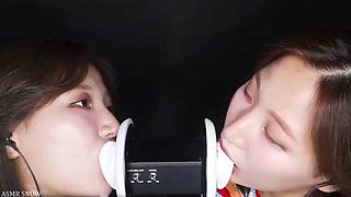 ASMR Snow Twin Ear Licking: Babe, Asian  Bongacams Porn