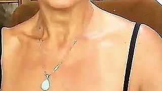 Lonely Housewife in a Tight Black Dress Without Underwear Shines with Her Charms and Chatting on Webcam