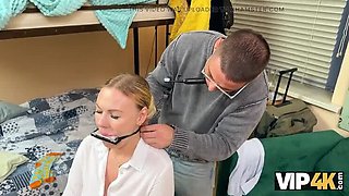 Blonde MILF Teacher Fucks 2 Students in Hot Threesome - Anal & Stockings