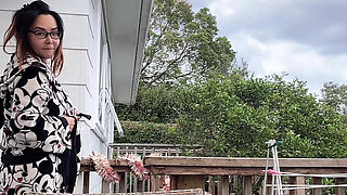 Korean teen model naked outside in the garden showing off sexy body
