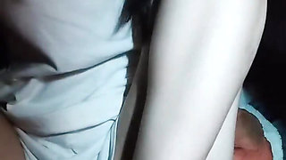 Vietnamese girl masturbates with comb and pees on the spot