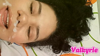 Beautiful girl sucking deep throat