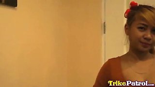 Filipina with Hairy Bush Sucks Big Dick and Takes Huge Cumshot