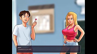 Summertime Saga gameplay featuring a hot college girl and tons of fun in the bathroom