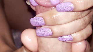 OF latinamala Purple nails handjob cumshot