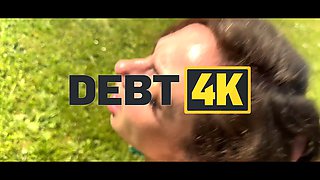 Debt4k: Brunette babe gets her big ass punished with his hot load in POV reality porn