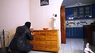 Masked thief punished by big breasted femdom milf mistress