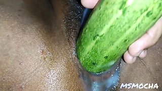 Filipina Teen MsMocha Squirts Hard Using Big Cucumber Masturbation