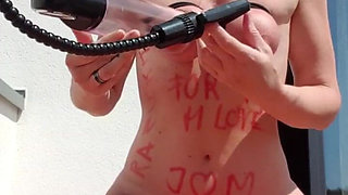 Julie Spanking Titts and Pussy Outdoor