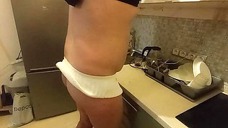 Pegging from behind in the kitchen sissy transformation