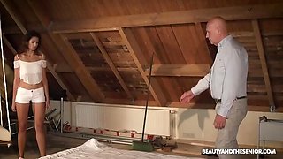 Young Babe Swings on Old Man's Big Cock - Hardcore Blowjob & Cum in Mouth
