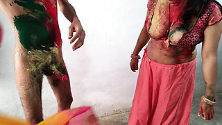 Wife cheated her husband and  played holi and got fucked with husband's freind