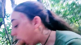 Tattooed Babe Deepthroats a Big Cock