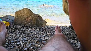 Sexy Hairy MILF Gives Blowjob on the Beach and Gets Pissed on