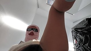 Hairy wife with an enormous ass and furry pussy shows off her big nipples and tries on sexy outfits