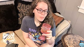 Pissy-Kitten takes it all as a human urinal with some golden showers