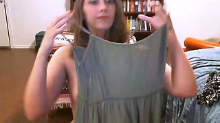 Cute amateur brunette naughty in solo jerking show on camera
