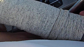 Step mom hand slip into step son dick in the car park