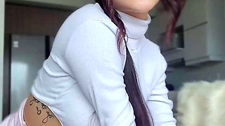 Sexy teen stripping panties and masturbating