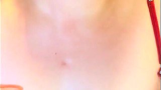 Juicy Red Lips Wrap a Cigarette, Playing with Tits