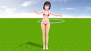 Toyota Nono Anime girl wearing a mostly naked micro bikini.