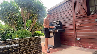 I Got Horny While My Husband Was Cooking on the Bbq and Made Him Fuck Me!