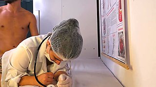 Hard boner during a check-up in front of her cocky patient
