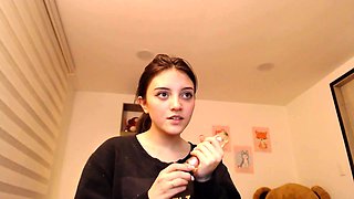 Amateur redhead poses and masturbates with toys