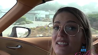 Hardcore fucking in the car with naughty chick Riley Rose