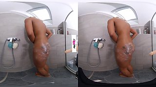 Hot Shower - Fit Ebony Babe Gets Clean And Gets Off - Shower Toying Shaved