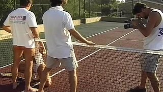 Gangbang on tennis court