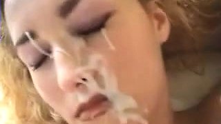 Blonde's perfect makeup gets spoiled with a massive facial