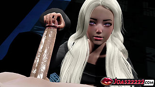 Big Dick Hot Handjob For Big Tits Blonde - 3D Animation With Cumshot