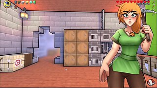 Horny milf witch giving a handjob to a huge cock while collecting cum