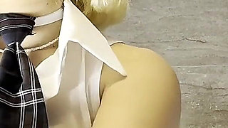 Hot Blonde Cheerleader in Shortest School Uniform Skirt Flashes Pussy and Ass but Also All Natural Beautiful Tits