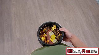 Petite teenagers blowing their lucky big penis