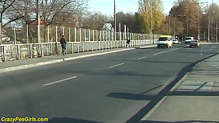 Peeing on outdoor stairway