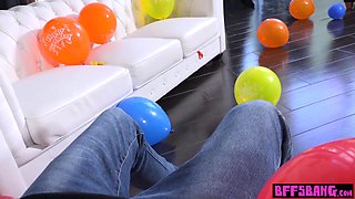 Young BFFs surprised boyfriend with their wet snatches