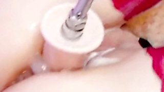Fucking a Creamy Pussy with a Big Dildo