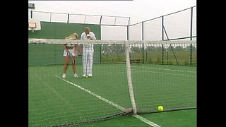 Wonderful Amateur MILF with Big Tits Ass Fucked in the Tennis Court and Cumshot on Pussy by Huge Cock