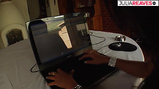 Lesbo sluts fuck each other with monster dildos in the ass