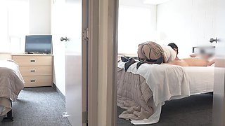 Fuck Roommate's BF While She Showers – College Dorm Fun