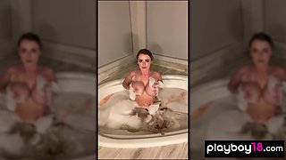 Alluring wife taking a bath and masturbating