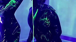 Rubber Double Fisting with Uv Slime