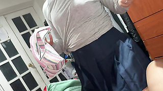 Trying to fuck my stepsister in the ass before leaving for school after she catches me doing a handjob